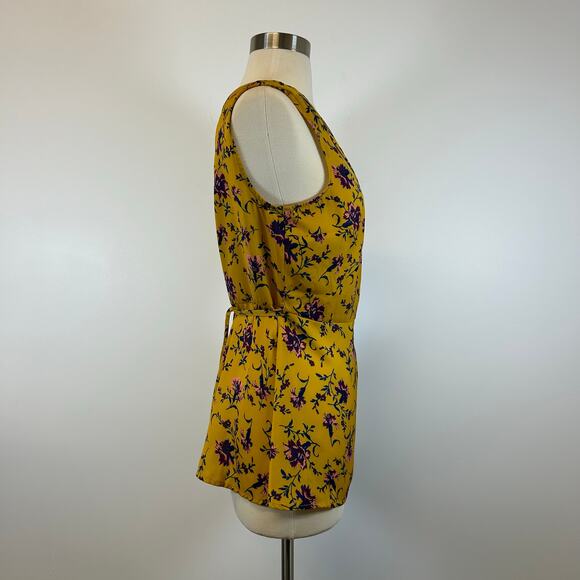 Modcloth Sophistication Floral Sleeveless Wrapped Blouse Women's Size Medium - Picture 8 of 9